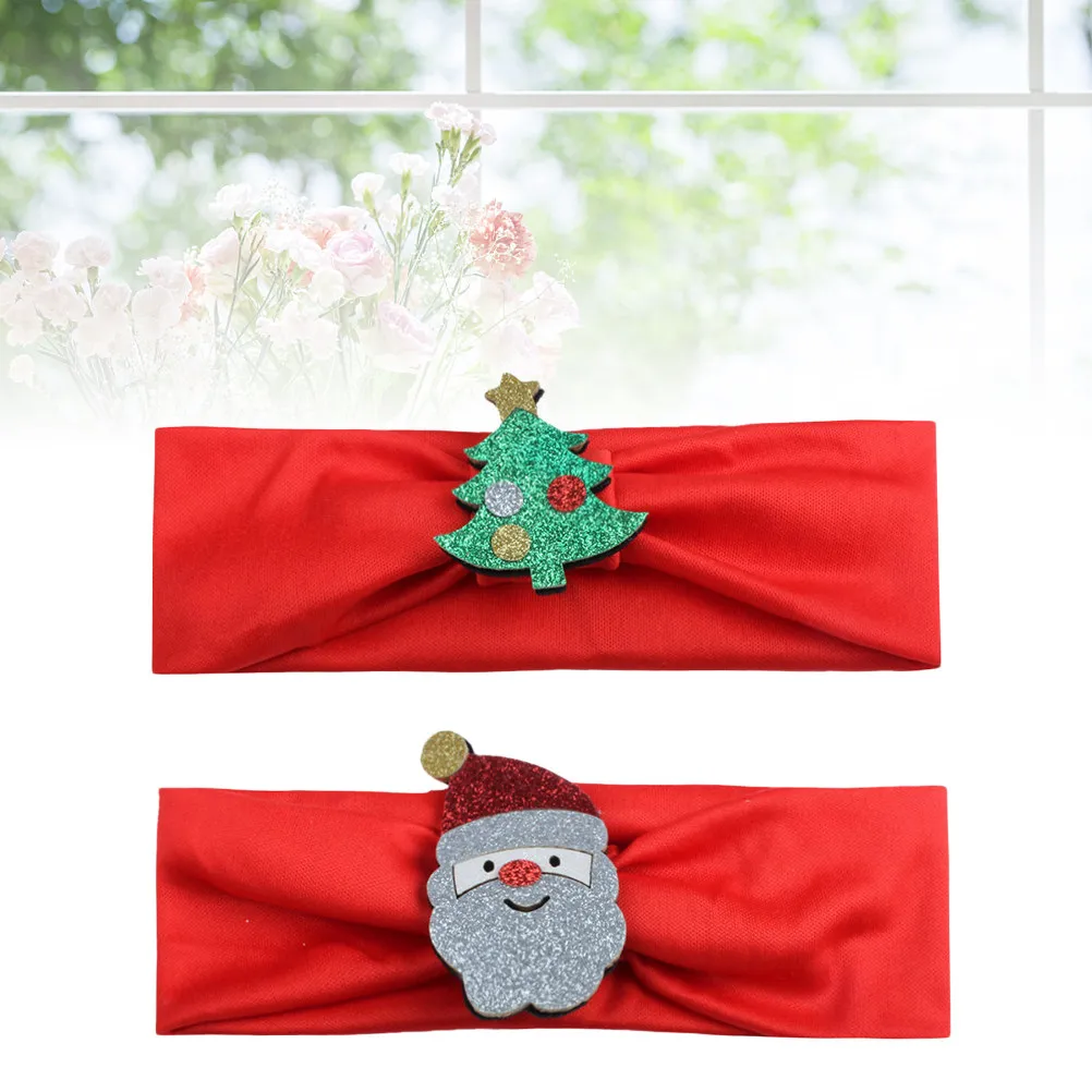 

2Pcs Christmas Tree Hair Bands Headbands Adorable Wraps Headdress for Christmas Party Holiday Photo