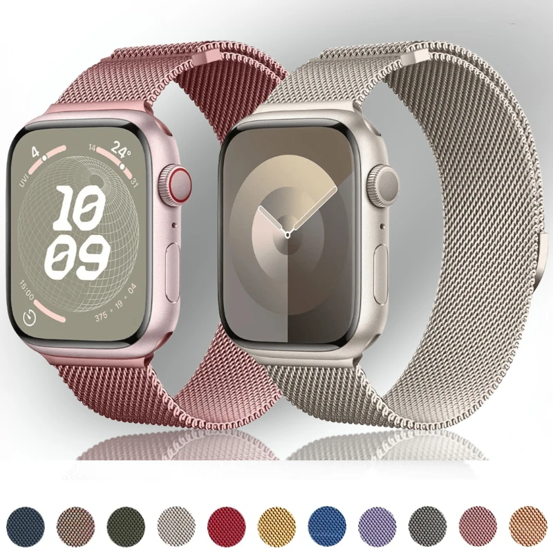 Milanese metal strap For Apple watch Ultra 49mm 10 46mm 42mm 9 8 7 41mm 45mm Magnetic wristband For Serise 6 5 4 3 SE 44mm 40mm