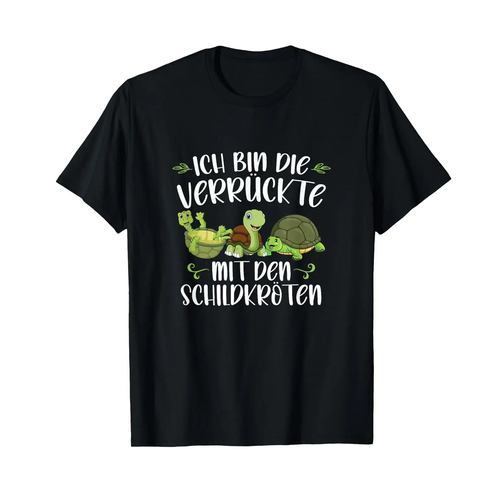 T-shirt avec texte allemand Ich Bin Die Verrückte Mit Den Turtles, graphique vintage délavé, streetwear tendance, doux et extensible
