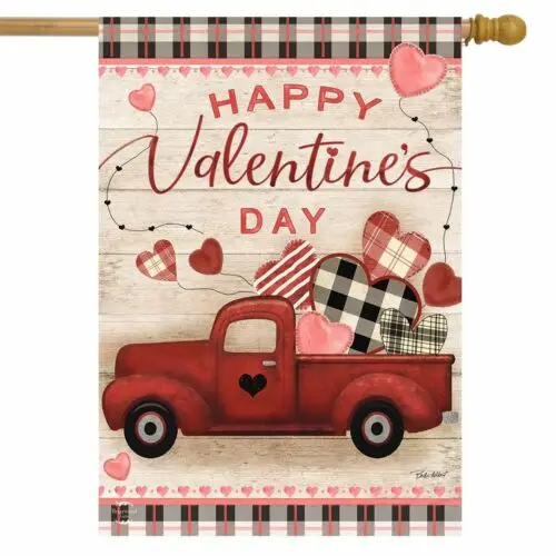 Valentine's Love Pickup Primitive House Flag Holiday 28