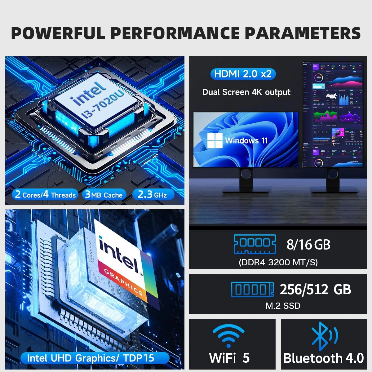 ZSUS i3 Mini PC Intel Celeron computadora de juegos de escritorio 8GB 16GB 128GB 256GB DDR4 USB3.0 WIFI5 BT4.2