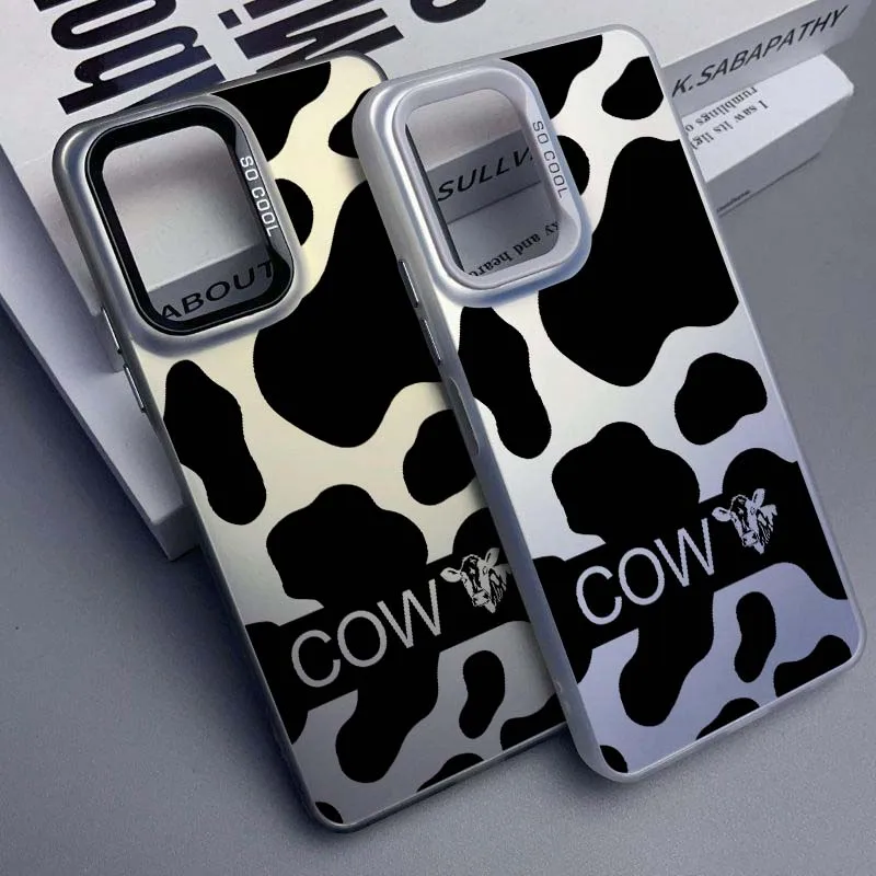 Cow Print Pattern For Xiaomi Redmi 14R 14C 13C 13 12 12C 11A 10C 10A 9T 9C 9 8 8A A3 Colored Silver Phone Case Cover