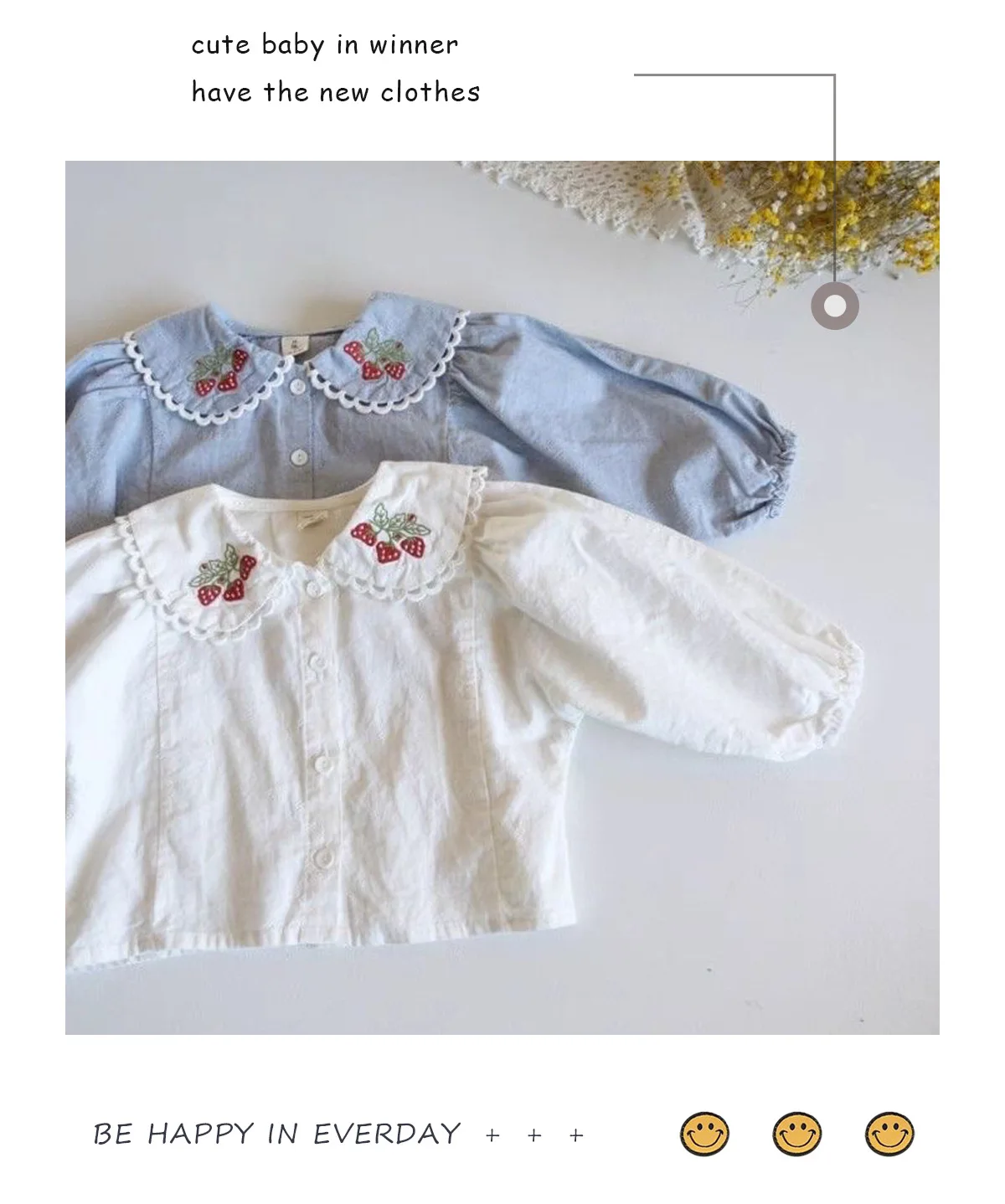 2026 Mädchen-Stickerei-Shirts 0-3 Jahre Frühling Baby-Mädchen-Blusen Süße Kleinkind-Mädchen Peter-Pan-Kragen Langarm-T-Shirt – Detail 5
