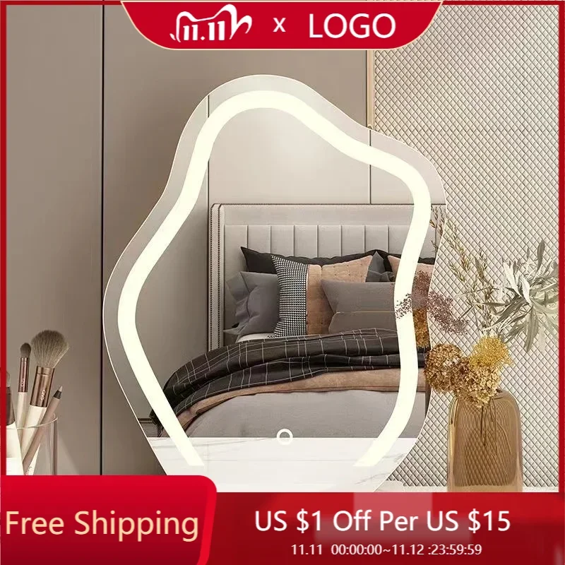 Bedroom Aesthetic Decorative Mirrors Nordic Smart Irregular Make Up Mirrors Minimalist Moveable Espejos De Piso Home Decorations