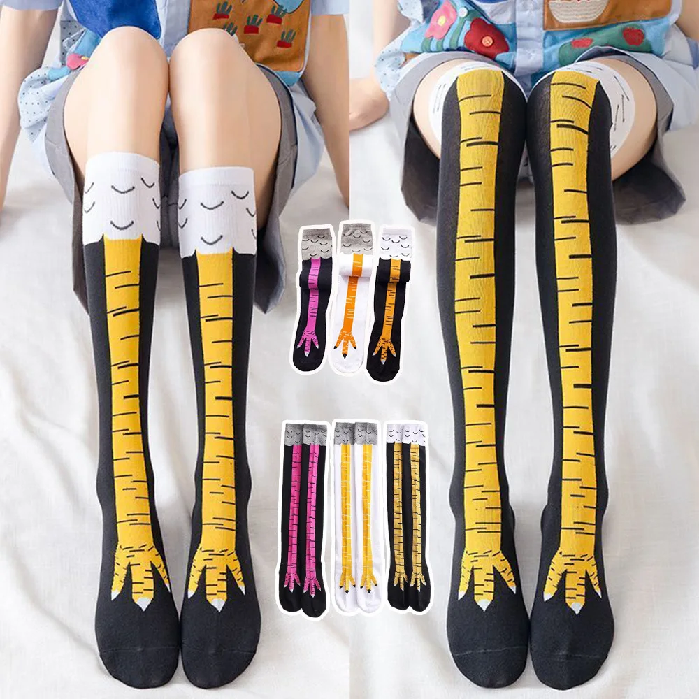 1-4 Pairs Women Knee High Sock - Funny Chicken Leg Socks 评论和价格