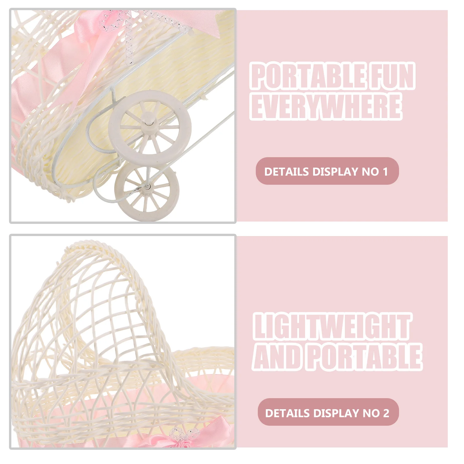 2 stuks miniatuur kinderwagen tafel decor baby shower roze blauw - snoep snack lade opbergmand voor viering gunsten decoratie