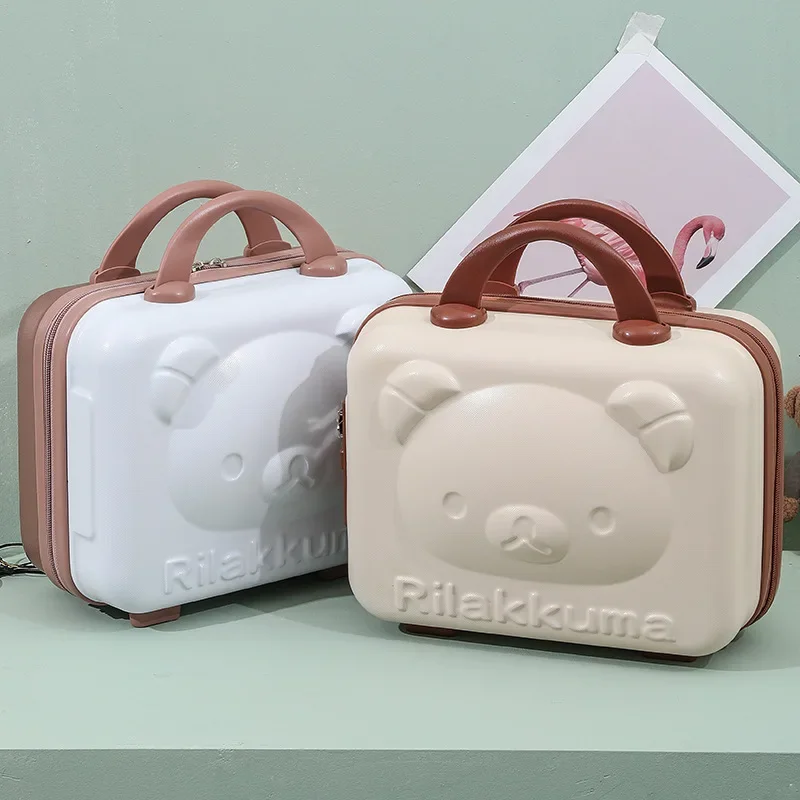 

14 Inch Portable Luggage Fashionable Carrying Gift Teddy Bear Portable Storage Makeup Box Travel Zipper Password Lock Bag