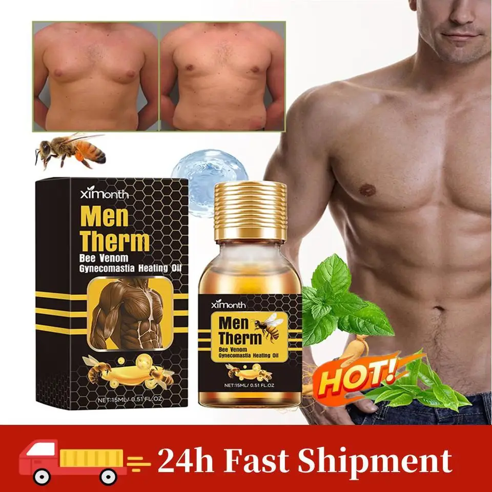 

15ml Men Bee Gynecomastia Heating Oil Breast Shaping Breast Firm Massage Serum Breast Tighten Oil Skin Care