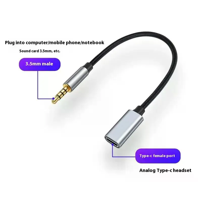 Phone Tablet PC Accessories With USB C Port Cable Conversion Earphone Microphone 3.5mm To Type-C Aux Analog signal Audio Adapter - view 6