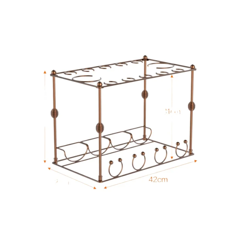 Vintage Hanging Wine Glass Holder with Decanter Rack,Antique-Style Stemware Organizer,Rustproof Cup Storage for Bars & Kitchens