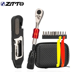 ZTTO Bicycle Mini Ratchet Wrench Portable Multifunction 6mm Socket Heads Allen Key T25 Screwdriver Spanner Bike Tyre Repair Tool