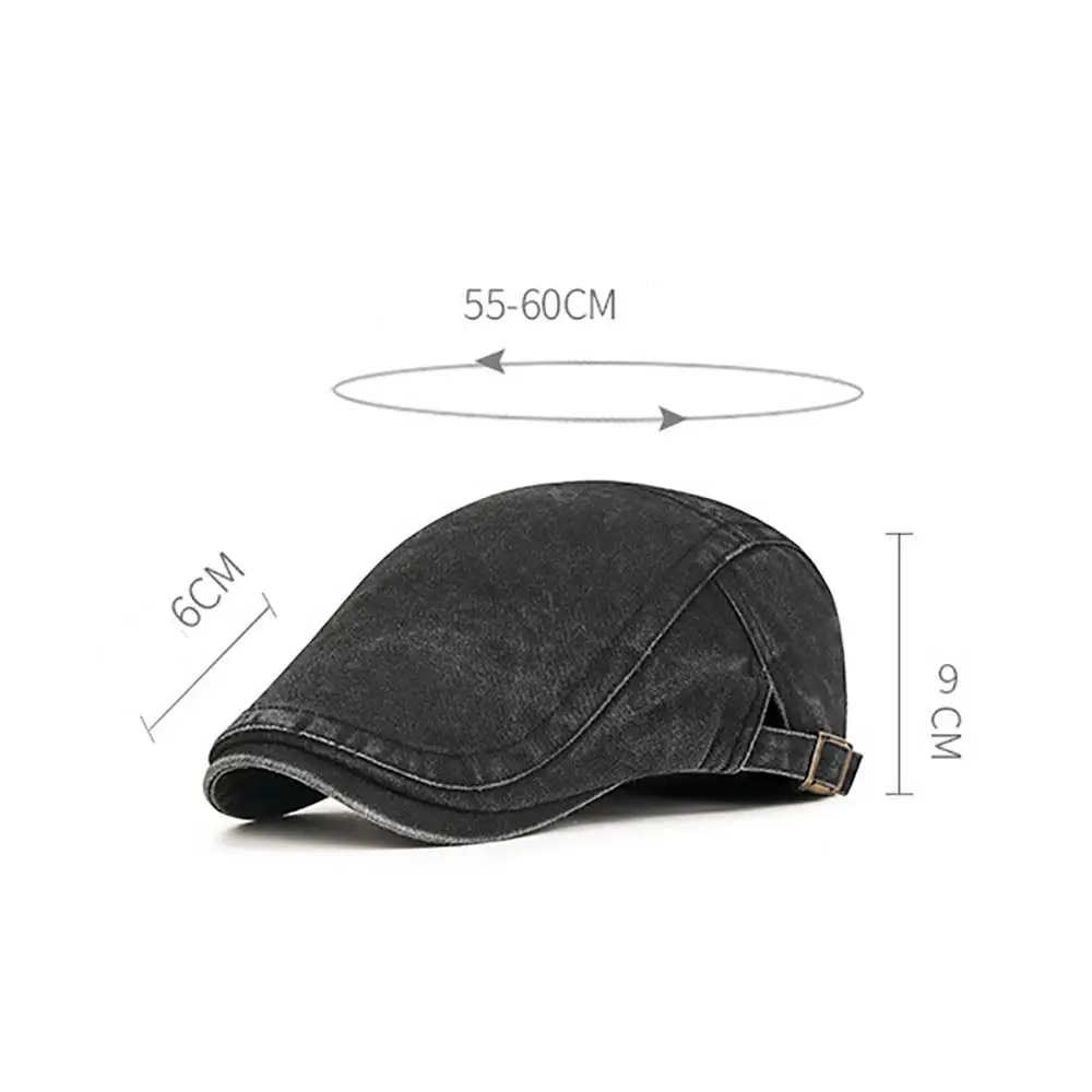 Casual Retro Denim Beret Hat Adjustable Baker Peaked Painter Hat Cotton Leisure Visor Cap Spring Summer Autumn Winter