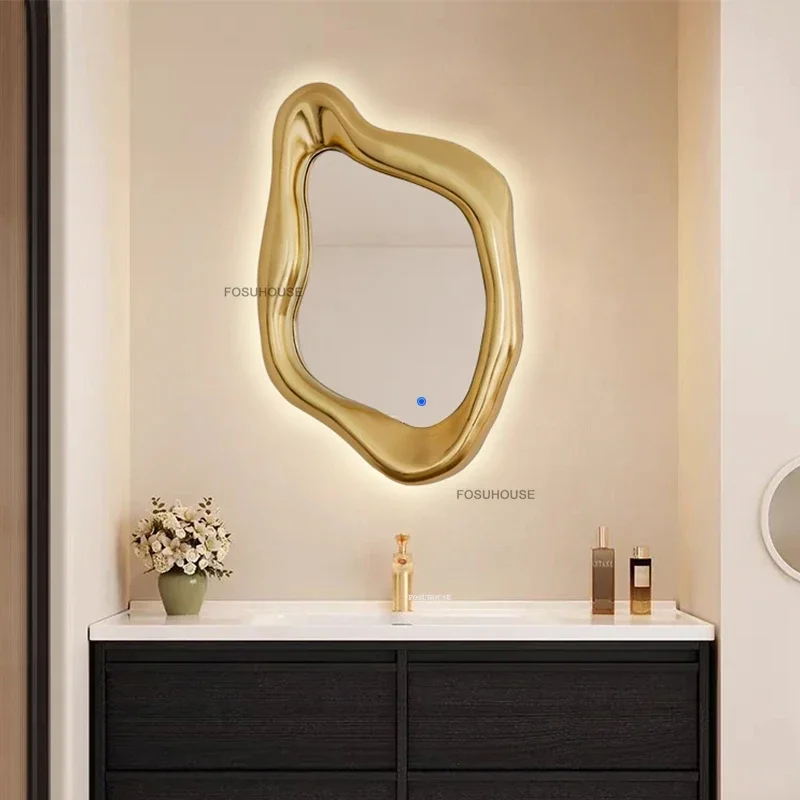 American LED Anti-fog Bath Mirrors Designer Home Smart Vanity Mirror Nordic Mirror for Decorative Luxury Irregular Makeup Mirror