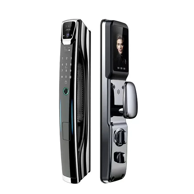 New Fully Automatic Face Recognition Tuya Smart Lock Capture Door Lock Fingerprint Password Card Home Wifi Wood Door Cloudlock