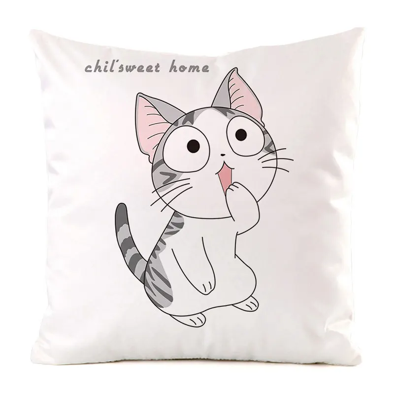 الشمال الحد الأدنى رسمت باليد القط الطباعة الرقمية قصيرة وسائد فخمة يغطي لسيارة أريكة مكتب غطاء الوسادة السلع المنزلية