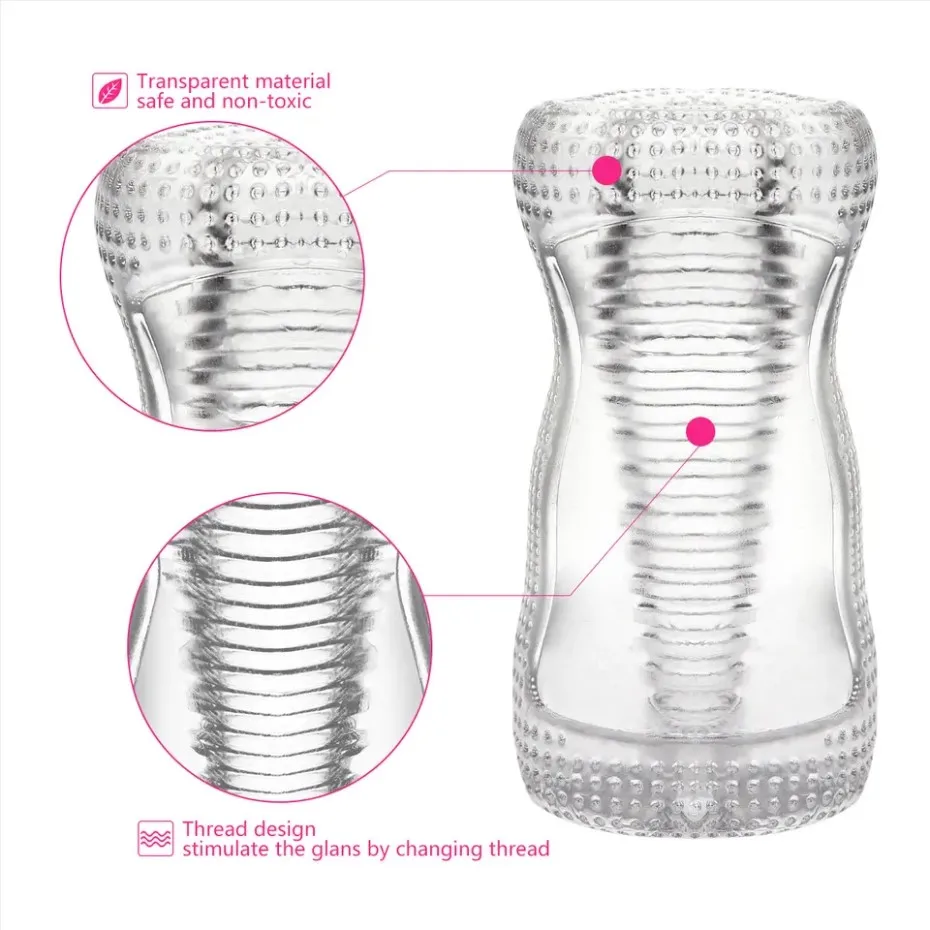 GOFLYING Pocket Pussy Transparent Masturbation Cup Men's Exercise Equipment Masturbation Training Equipment Adult Sex Product