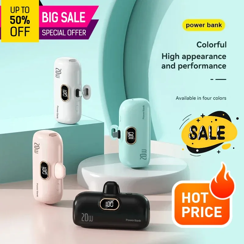 

10000mAh Mini Mobile Power Capsule Emergency External Battery for iPhone 16 Fast Charging Power Bank