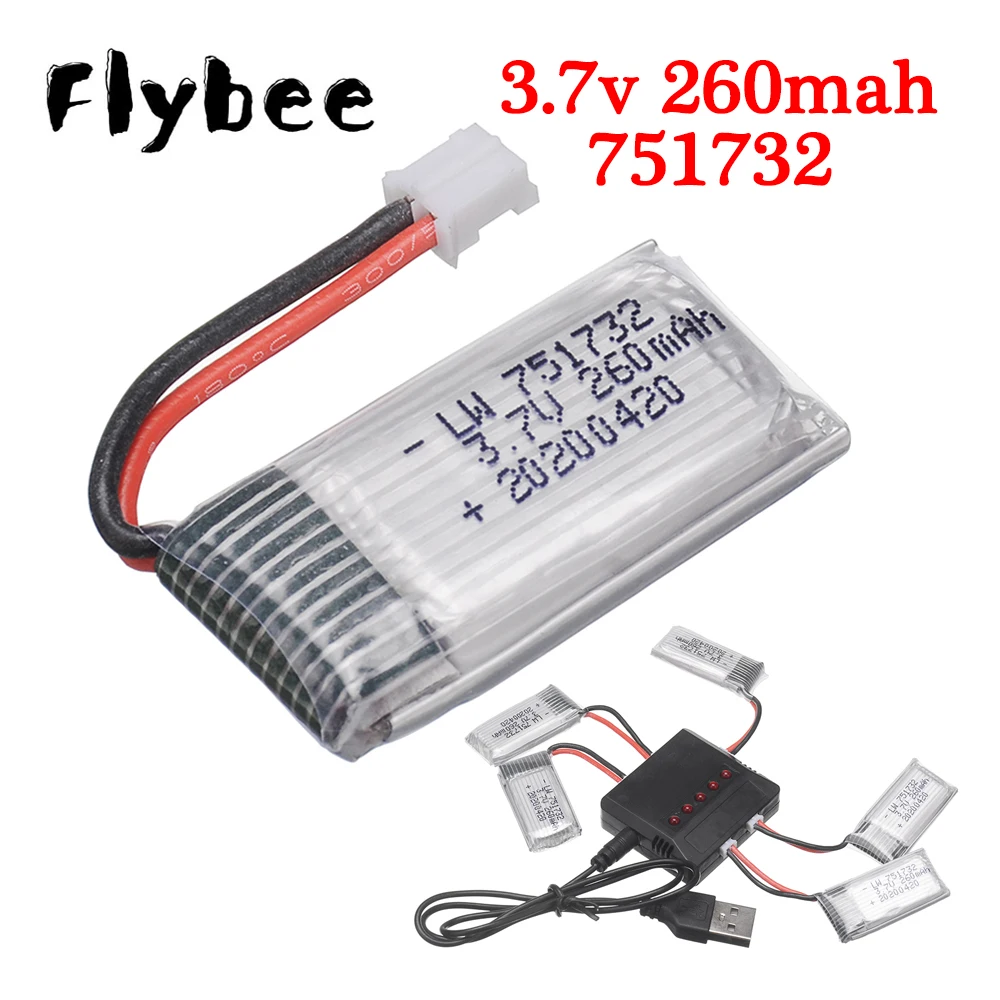 3.7V 260mAh Lipo Battery and H36 battery Charger Set For H36 E010 E011 E012 E013 Furibee F36 RC Drone Quadcopter Spare Parts