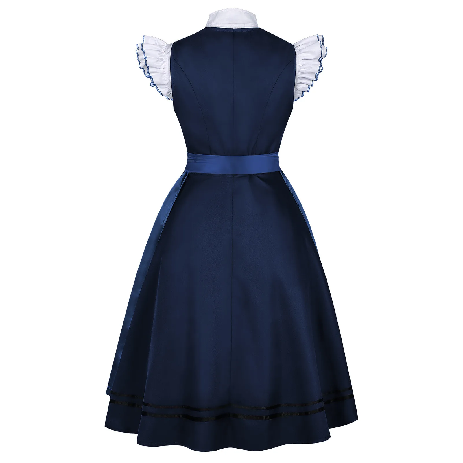 Deutsches Oktoberfest Dirndl-Kostüm für Damen, elegantes Spitzen-Blumen-Bayerisches Traditionelles Kleid, Vintage-Dienstmädchen-Festival-Cosplay-Fantasie-Anzug – Detail 17