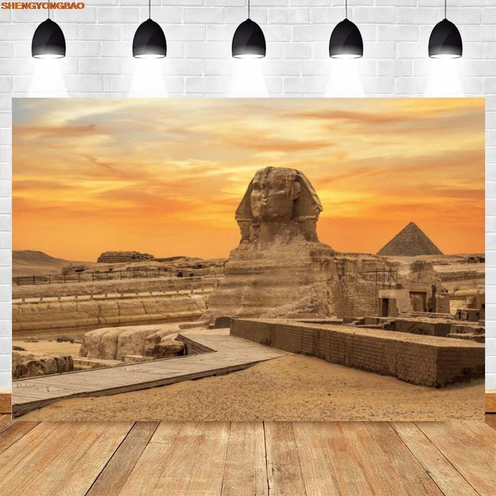 Египетские пирамиды фон Египет Древняя архитектура Руины Сфинкс пустыня небо облака взрослые детский портретный фон для фотосъемки