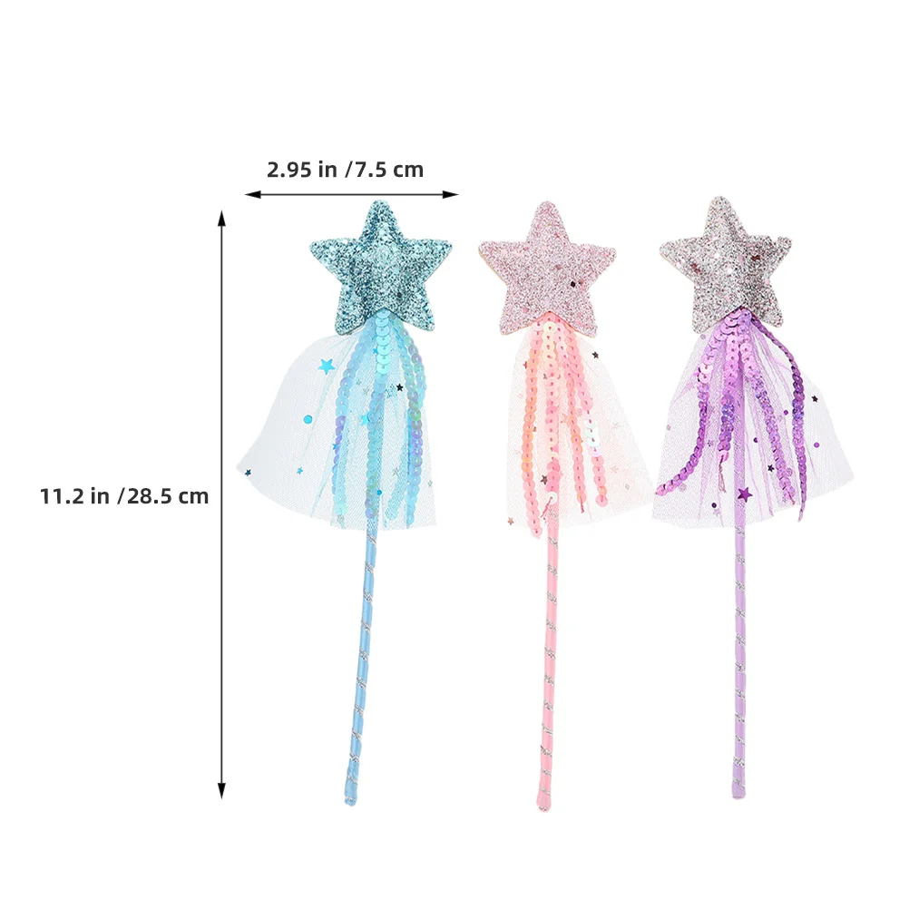 3pcs Props Fairy Star Tassel Design Girls Cosplay Party Favors Stage Performance Photo Prop Kids Play Accessories