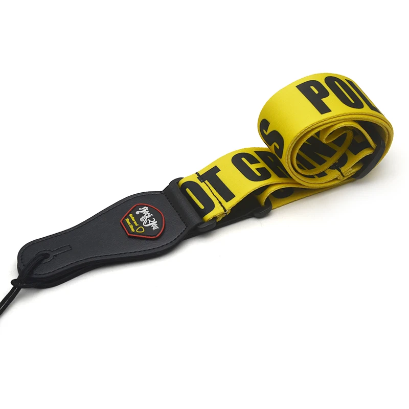 Police Line Gutiar Strap Adjustable Acoustic Guitar Strap bass Black-Yellow