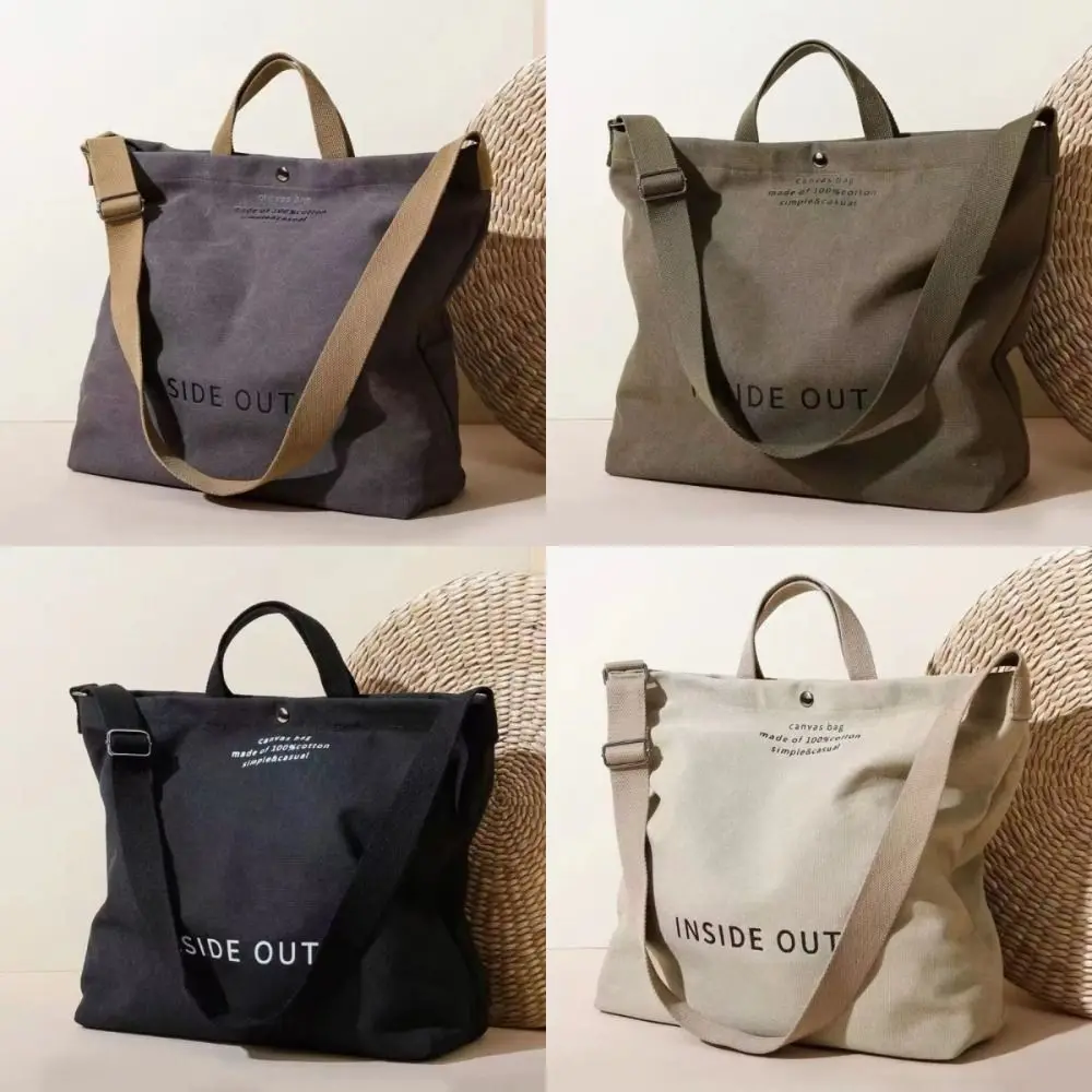 Upgrade Canvas Shoulder Tote Bag Large Capacity Zipper Shopping Bags Solid Color Casual Handbags for Women Girls image 2