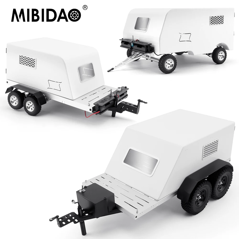 Mibidao simulação de metal rc engate montagem caixa funil reboque para 1/18 1/10 rc carro atualização peças acessórios