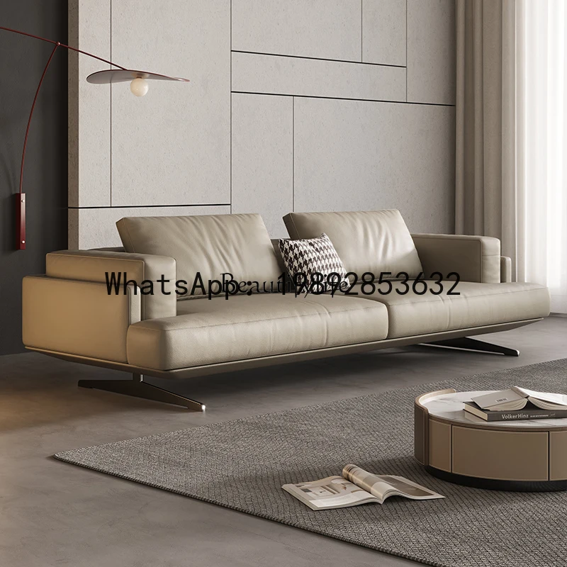 

minimalist leather sofa modern simple household living room size apartment sofa light luxury suspended high-footed
