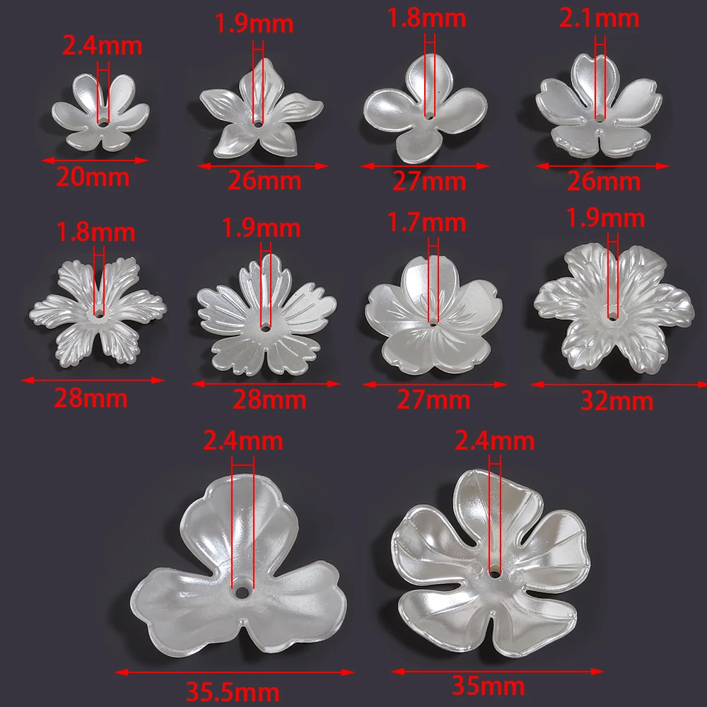 20-50 Stück/Lot ABS Imitationsperlen Blumenperlenkappen Lose Abstandsperlen für Schmuckherstellung DIY Handwerk Haarnadeln Ohrringe Zubehör – Detail 1