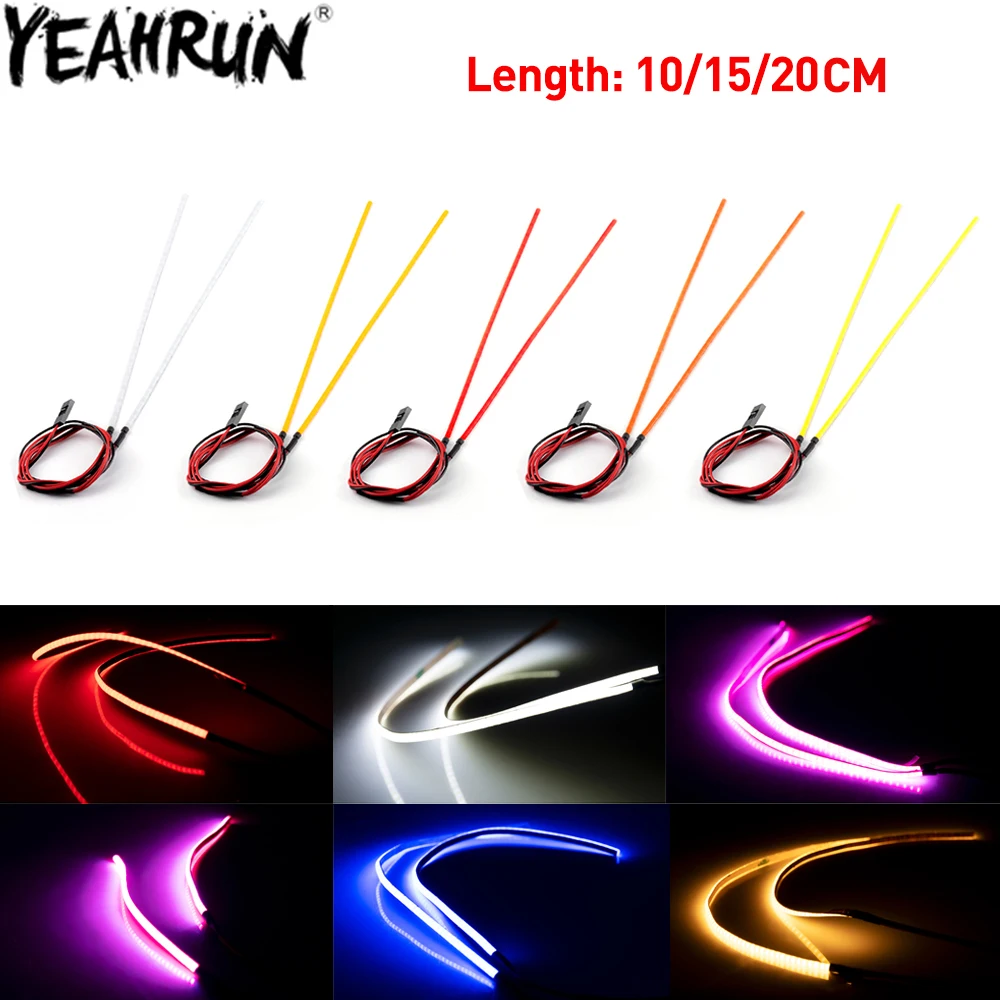 YEAHRUN RC Car Shell Searchlight Soft Wire COB LED Light Taillight Headlight for 1/10 RC Truck Drifting Flat Car Parts