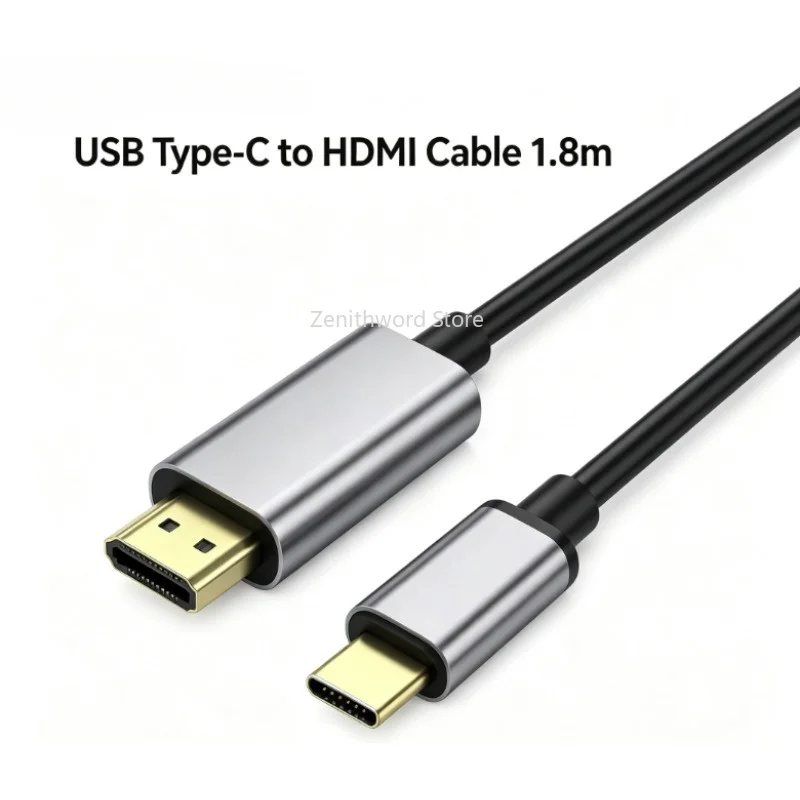 Cavo convertitore da USB-C a HDMI, 4K, 30 Hz, 180 cm, cavo video e audio per HDTV.