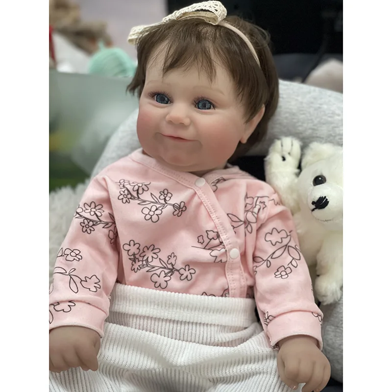 48CM  Full Body Vinyl Waterproof Reborn Baby Maddie with Rooted Hair Newborn Baby Girls 3D Painting Skin Visible Veins Muñecas