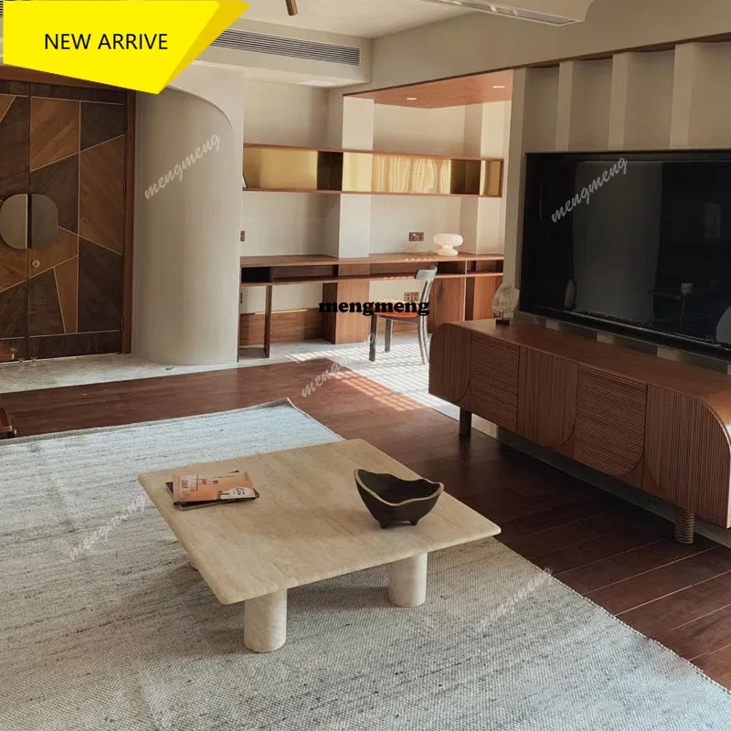 

M138 Natural travertine coffee table small apartment living room household light luxury marble tea table