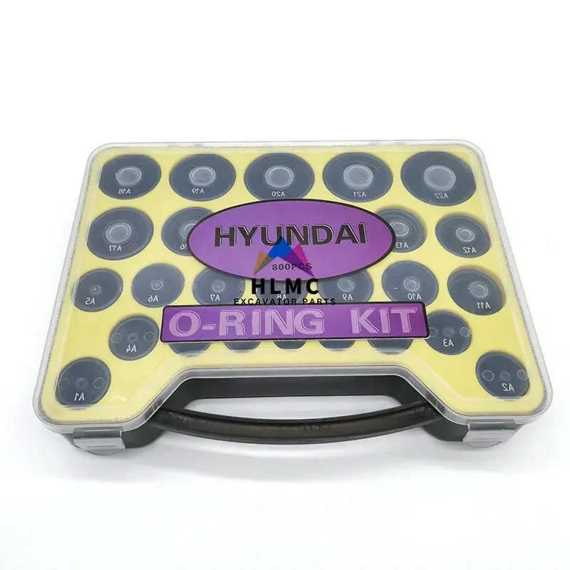 

800 PCS Excavator Repair Oil Seal Rubber O-ring Kit Box For Hyundai