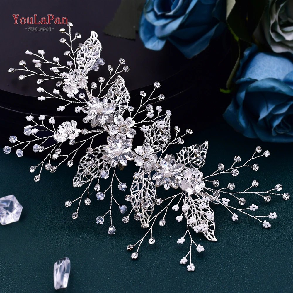 YouLaPan Bride Alloy Flower Belts Handmade Silver Color Alloy Leaf Wedding Dress Belt Bridesmaid Crystal Waist Accessories SH298