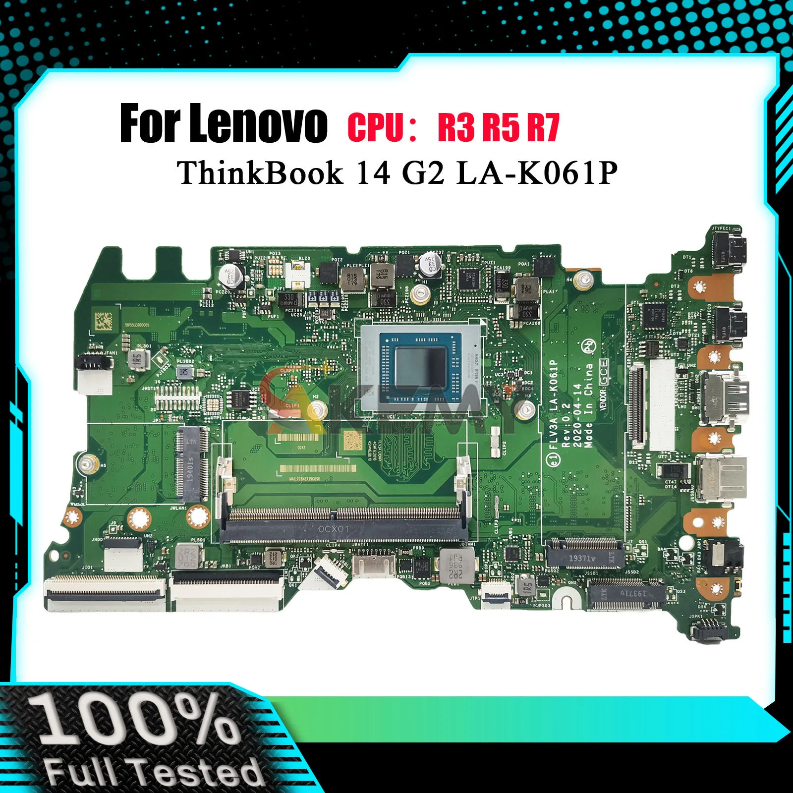 Scheda madre del computer portatile LA-K061P per Lenovo ThinkBook 14 G2 ARE 15 G2 ARE 14 G3 ACL con AMD R5 R7 CPU 8 GB di RAM 100% completamente testato
