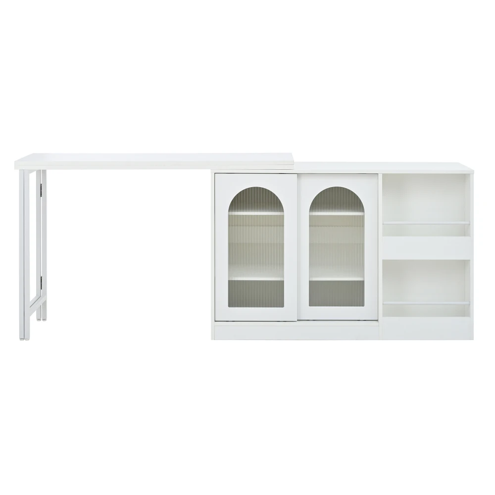 Moderner Bartisch, ausziehbar 360° ° Drehbarer Bartisch mit Stauraum, umkehrbarer Tisch, Sideboard-Bar mit Glastür – Detail 17