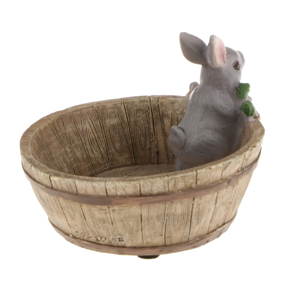 Creative Flower Pot Gray Rabbit Succulent Planter Cute Animal Decorative Resin Plant Pot for Home Garden Balcony Decors