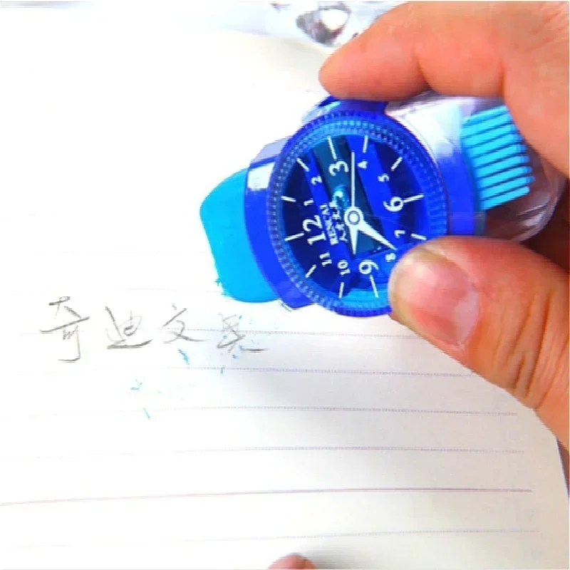 2PCS 3 in 1 Pencil Sharpener Wristwatch Modeling  with Eraser and Brush Lovely Kawaii School Stationery Supplies Random Color