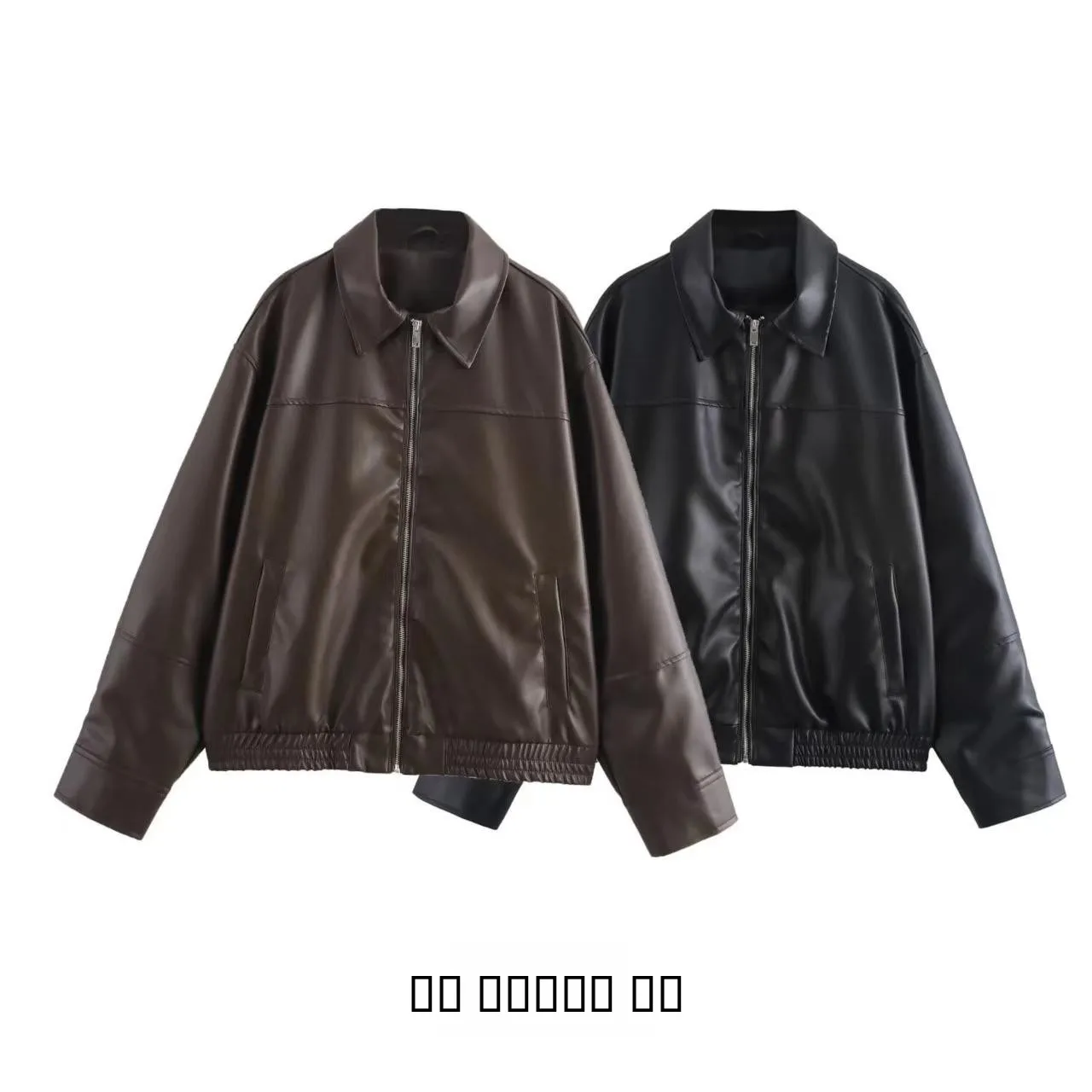 Faionable الطيار Jaet ملابس خارجية المرأة الخريف الشتاء جديد Sle بولي Leather الجلود ort معطف Ele Quali عبر الحدود الملابس