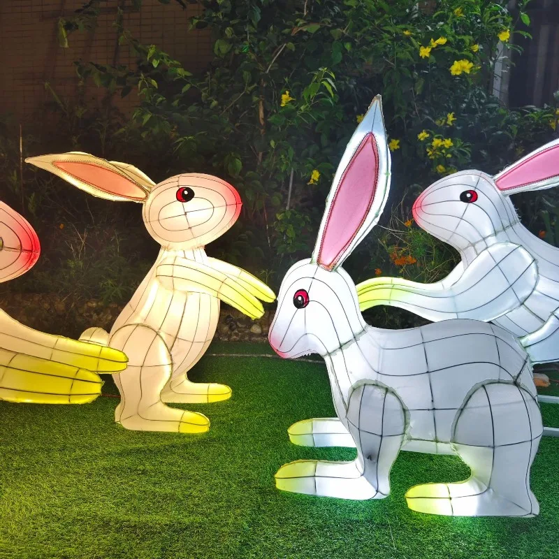 Mid-Autumn Festival Jade Rabbit Flower Lamp Outdoor Large Antique Rabbit Flower Lamp Decorative Landscape Light