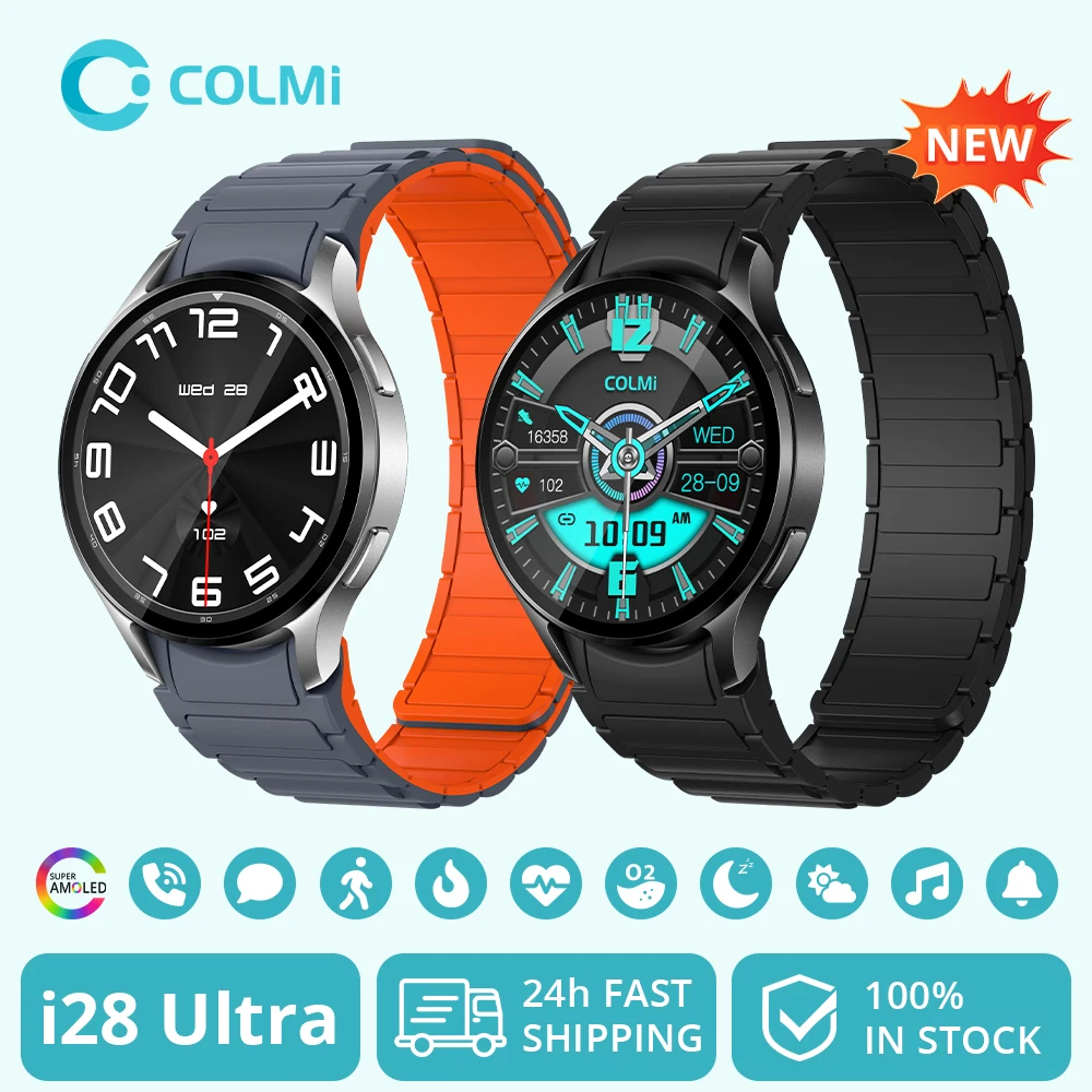 COLMI i28 Ultra AI 스마트워치 AMOLED 디스플레이, 내장 AI Da-GPT, 이슬람 기도, 블루투스 통화 시계, 남성 여성용 스마트 시계