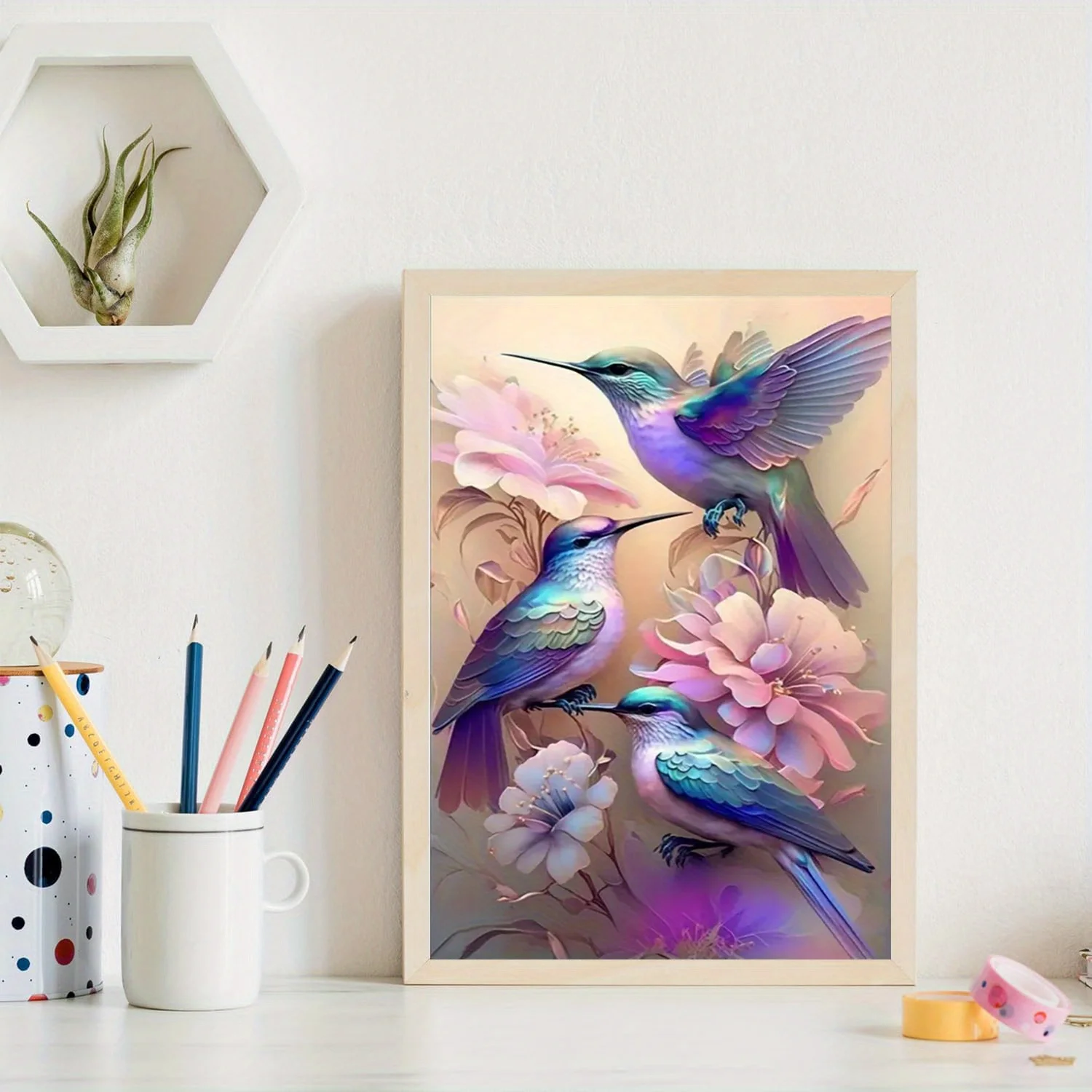 

Hummingbird Pattern DIY Diamond Arts Colorful Painting Kit without Frame, Wall Art Decor for Home Living Room Bedroom