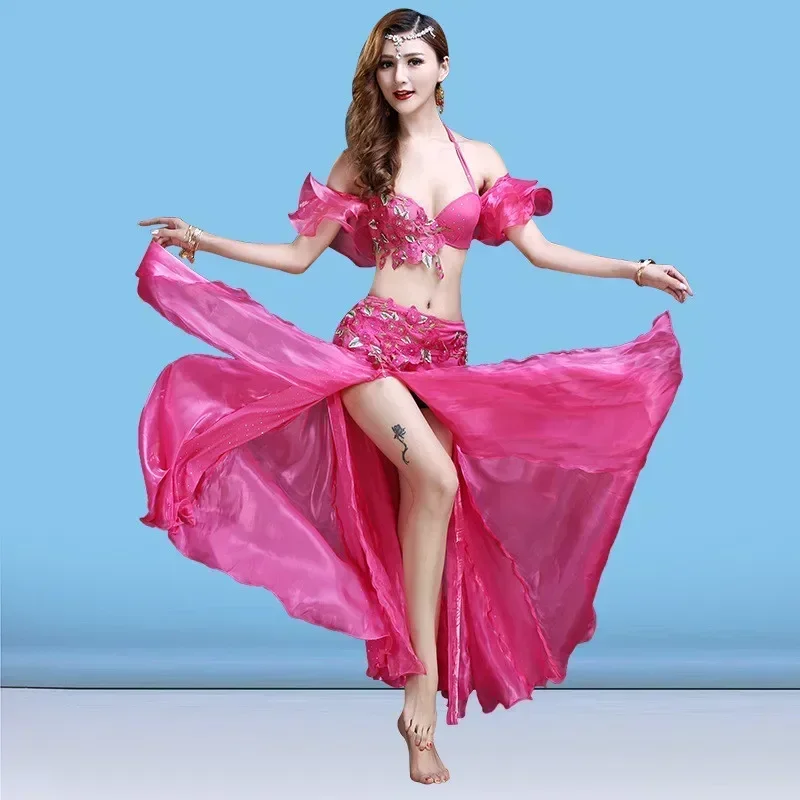 Nuevo 3 unids/set traje de danza del vientre para mujer conjuntos de trajes de danza del vientre traje Tribal de Bollywood vestido indio vestido de danza del vientre