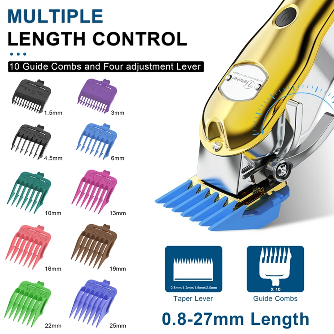 Hatteker رجل مقص الشعر أداة تهذيب اللحية الشعر المتقلب للرجال كليبرز اللاسلكي المهنية الحلاقين أدوات للعناية الشخصية