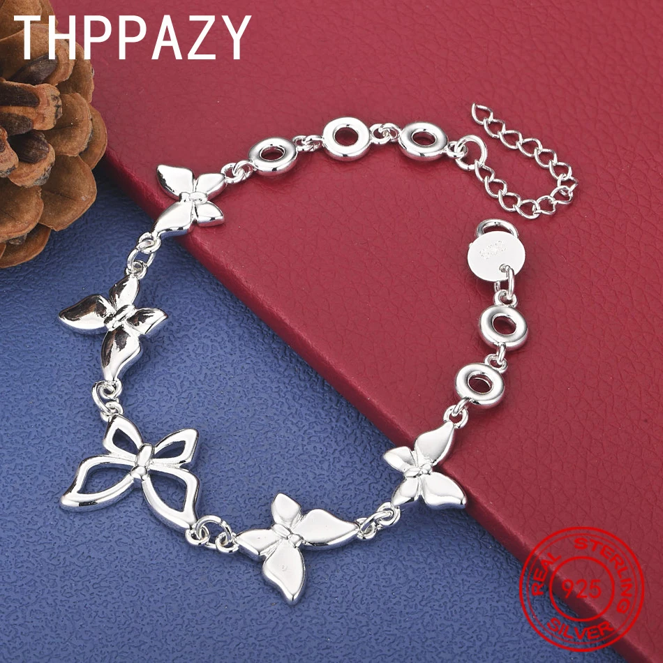 

THPPAZY 925 Sterling Silver Beautiful Butterfly Bracelet For Lady Fashion Party Birthday Delicacy Quality Jewelry Christmas Gift