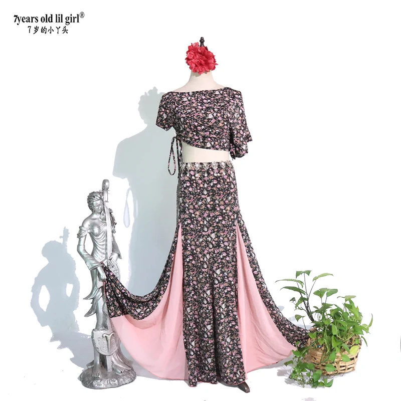

Belly Dancer Costume Set for Women Top+sexy Drum Solo Skirt 2pcs Oriental Belly Dance Wear Clothing Bellydance Outfit RM67