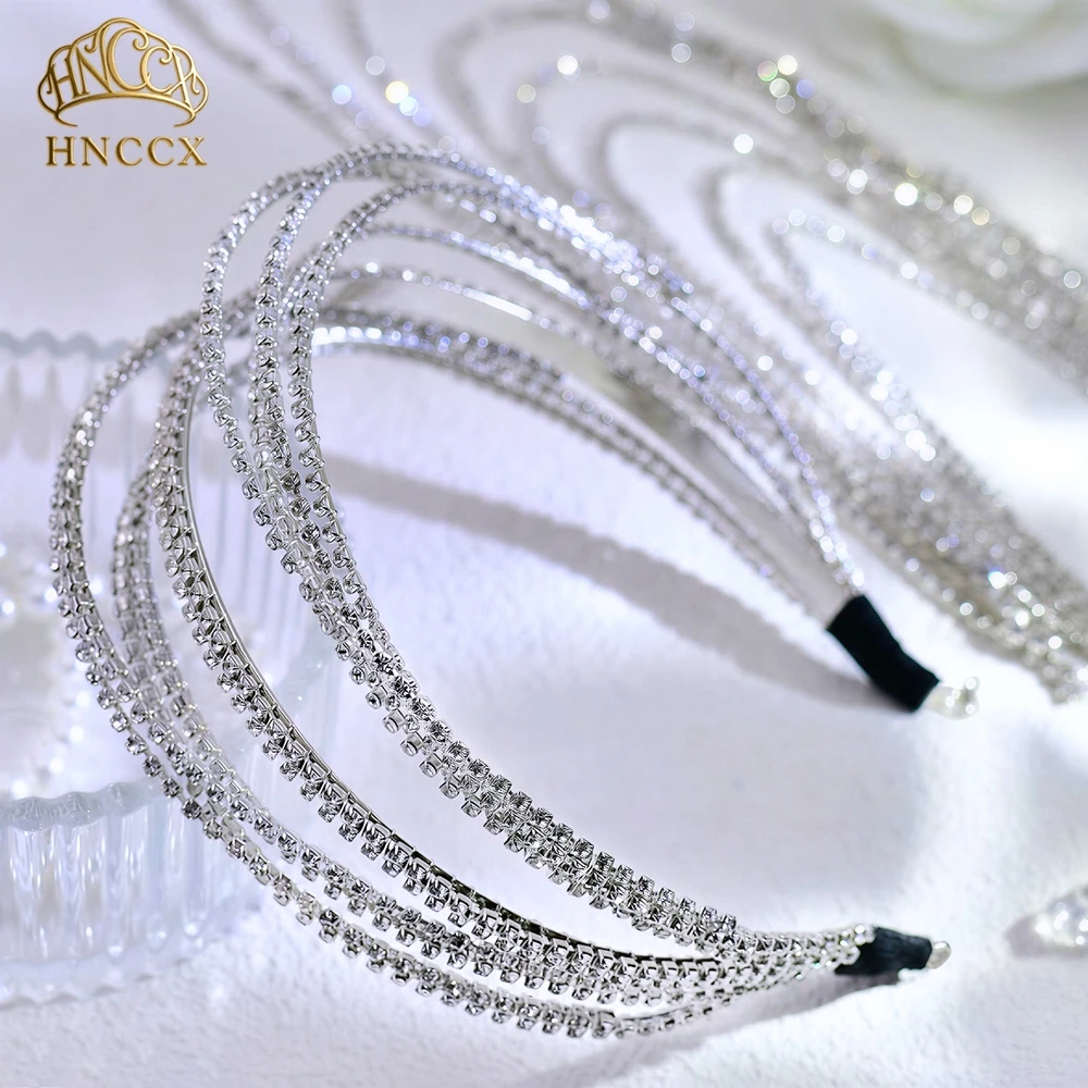 HNCCX Luxury Multi Layer Headband Removable Draping Chain Bridal Hair Accessories Rhinestone Prom Bridesmaid Headpieces A146