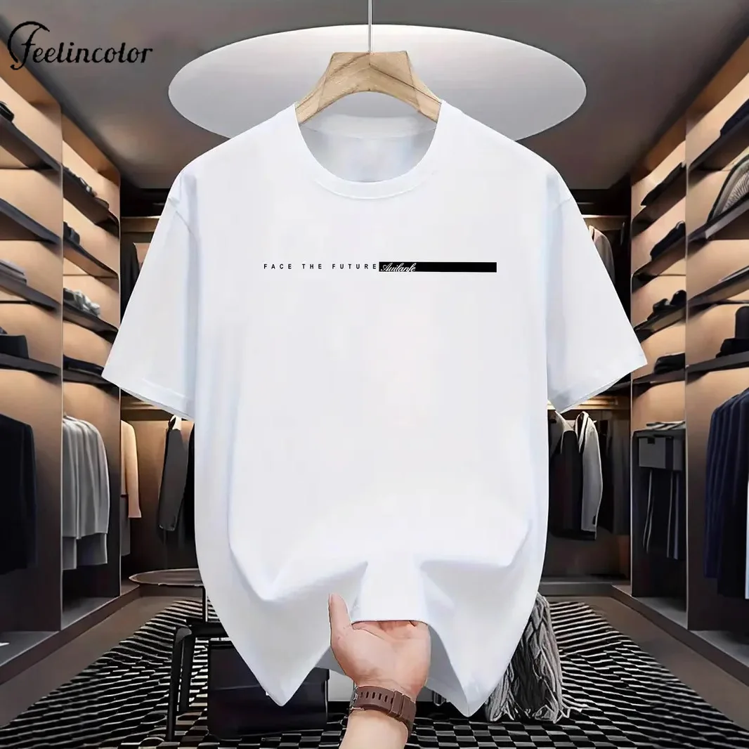 

Summer Y2k Pure Cotton T-shirt for Men Loose Round Neck Short Sleeved Shirt Fashion Letter Printed Tops Daily Casual Streetwear
